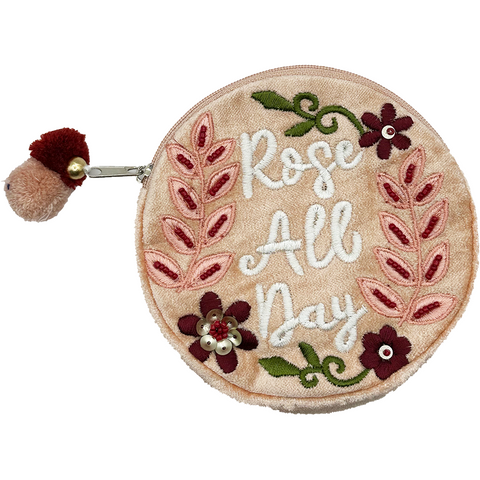 ROSE ALL DAY VELVET CIRCLE COIN POUCH
