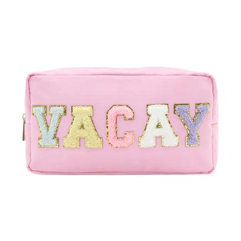 Varsity Collection Nylon Cosmetic Bag Vacay Chenille