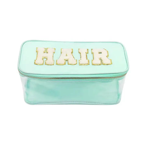 Varsity Collection Clear Hair Cosmetic Bag Chenille