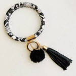 Bangle Key Chain with Pom - Black Snake