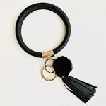 Bangle Key Chain with Pom - Black