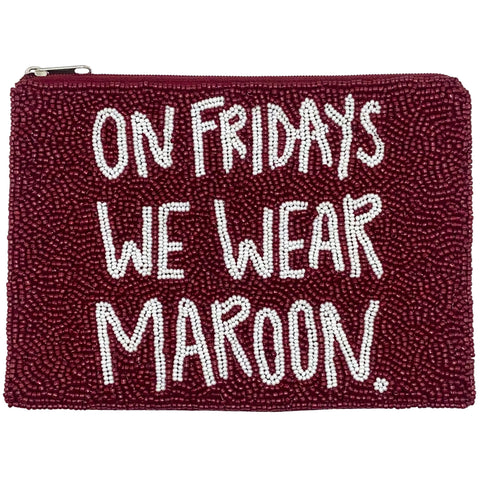 Mississippi State On Fridays We Wear Maroon large coin pouch