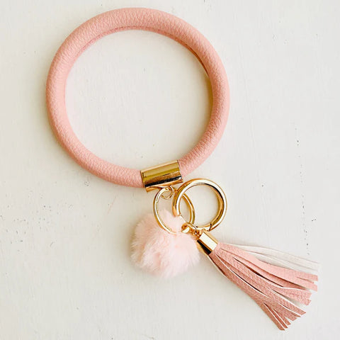 Bangle Key Chain with Pom - Pink
