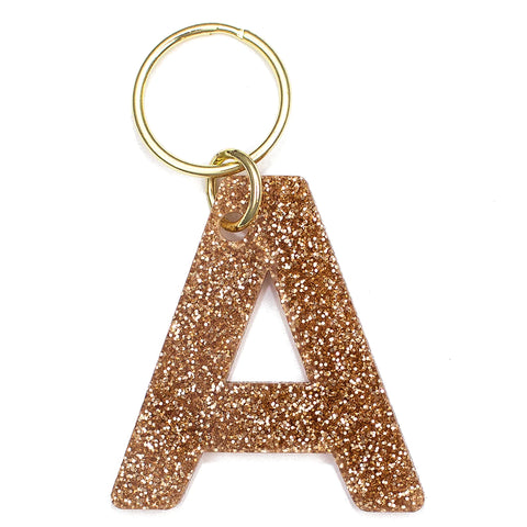 Glitter Letter Keychain - A
