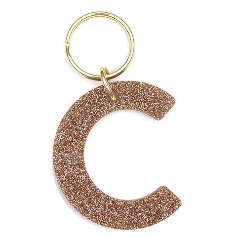 Glitter Letter Keychain - C