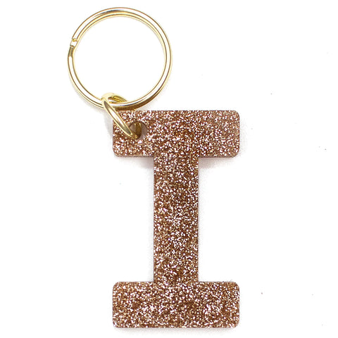 Glitter Letter Keychain - I