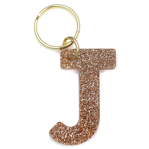 Glitter Letter Keychain - J