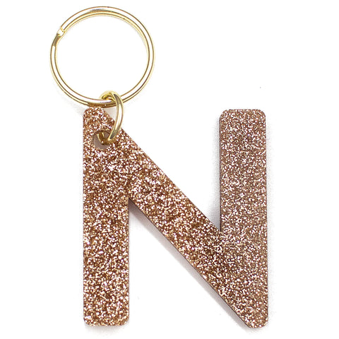 Glitter Letter Keychain - N