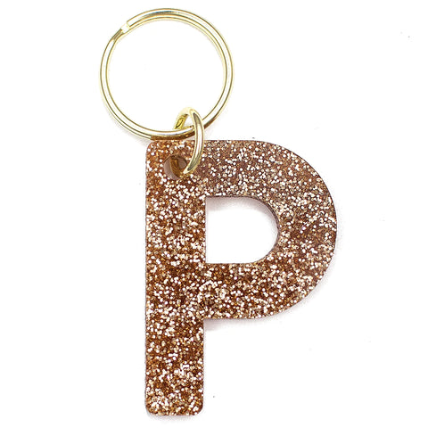 Glitter Letter Keychain - P