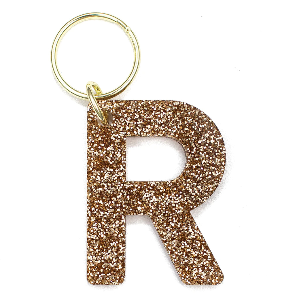 Letter A Keychain Accessories for Women and Girls, Gold Glitter