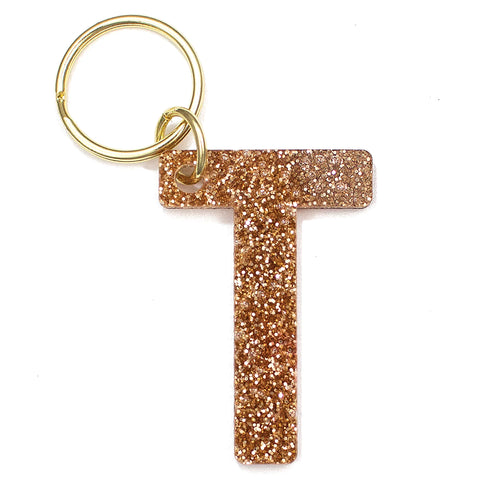 Glitter Letter Keychain - T