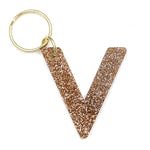 Glitter Letter Keychain - V