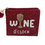 Wine O'Clock Beaded Pouch