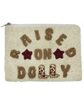 Raised on Dolly with Cowboy Boots Beaded Pouch