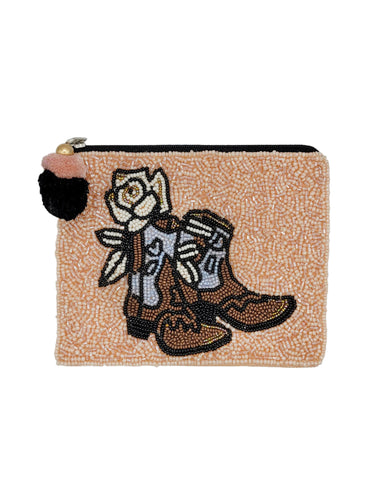 Cowboy Boots Beaded Pouch