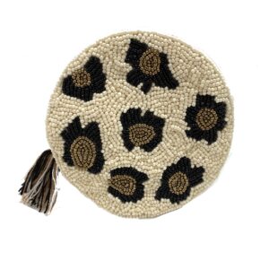 Round Leopard Beaded Pouch