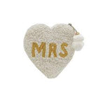 Striped Mrs. Heart Shaped Beaded Pouch